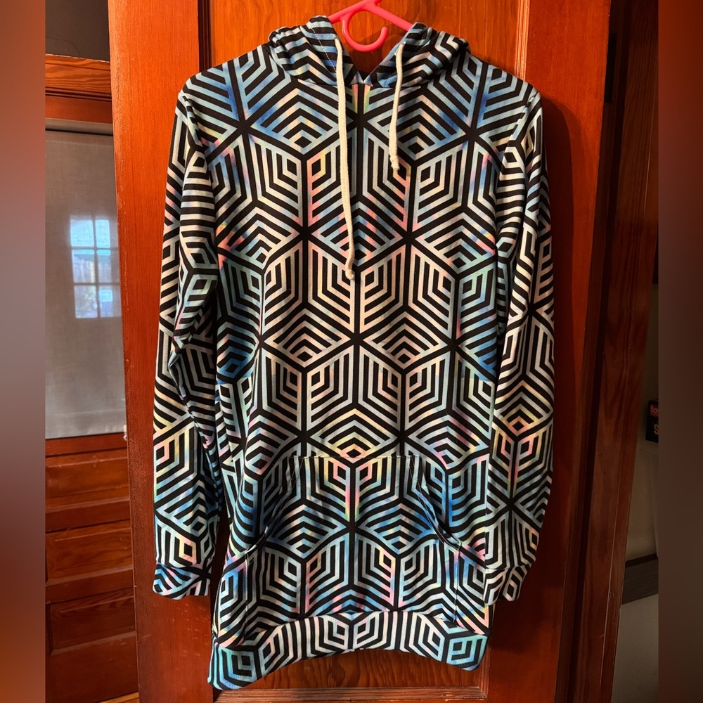 Holographic Hexagon Hoodie Dress from iEDM - S